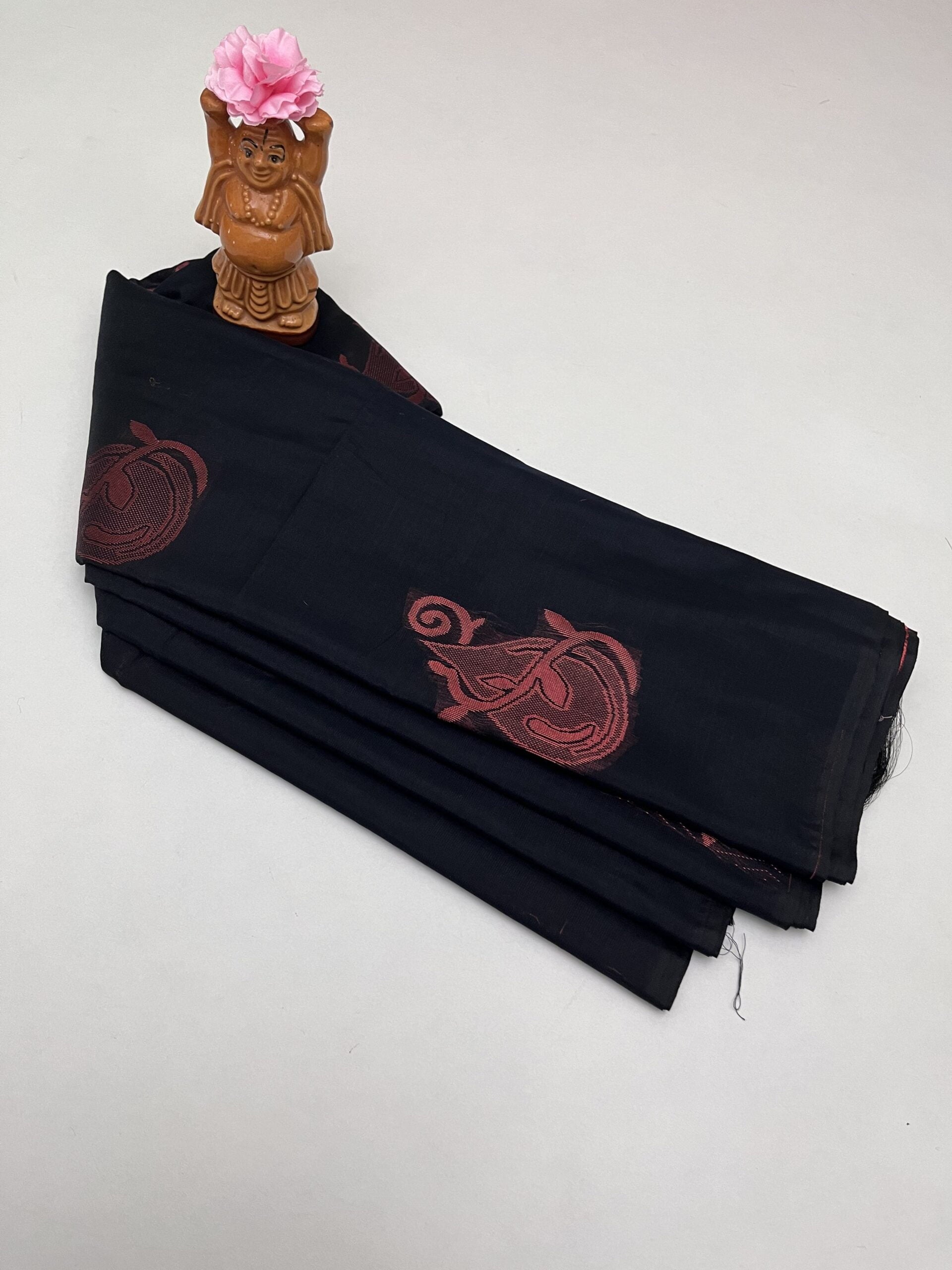 Soft Cotton Bhutta saree in Black color