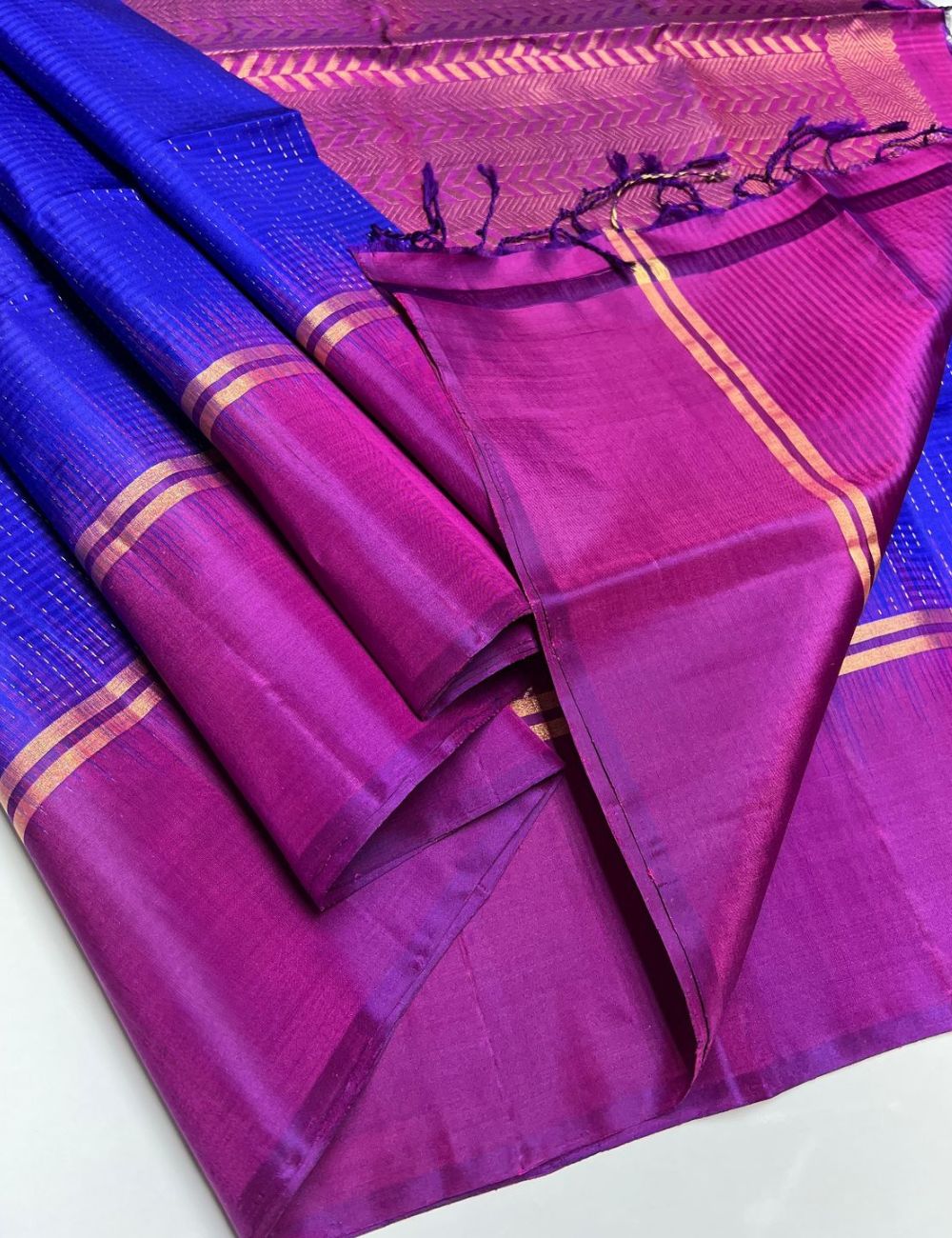 Blue & Purple - Soft Silk Saree