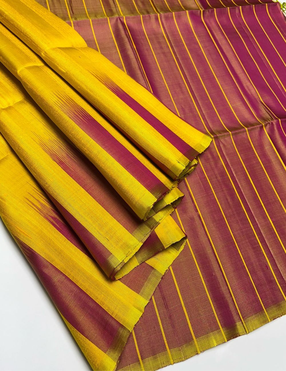 Yellow & Magenta - Soft Silk Saree