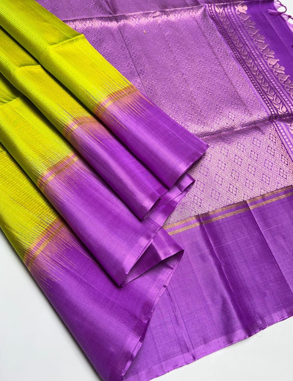 Yellow & Violet - Soft Silk Saree