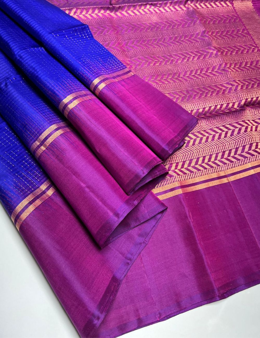 Blue & Purple - Soft Silk Saree