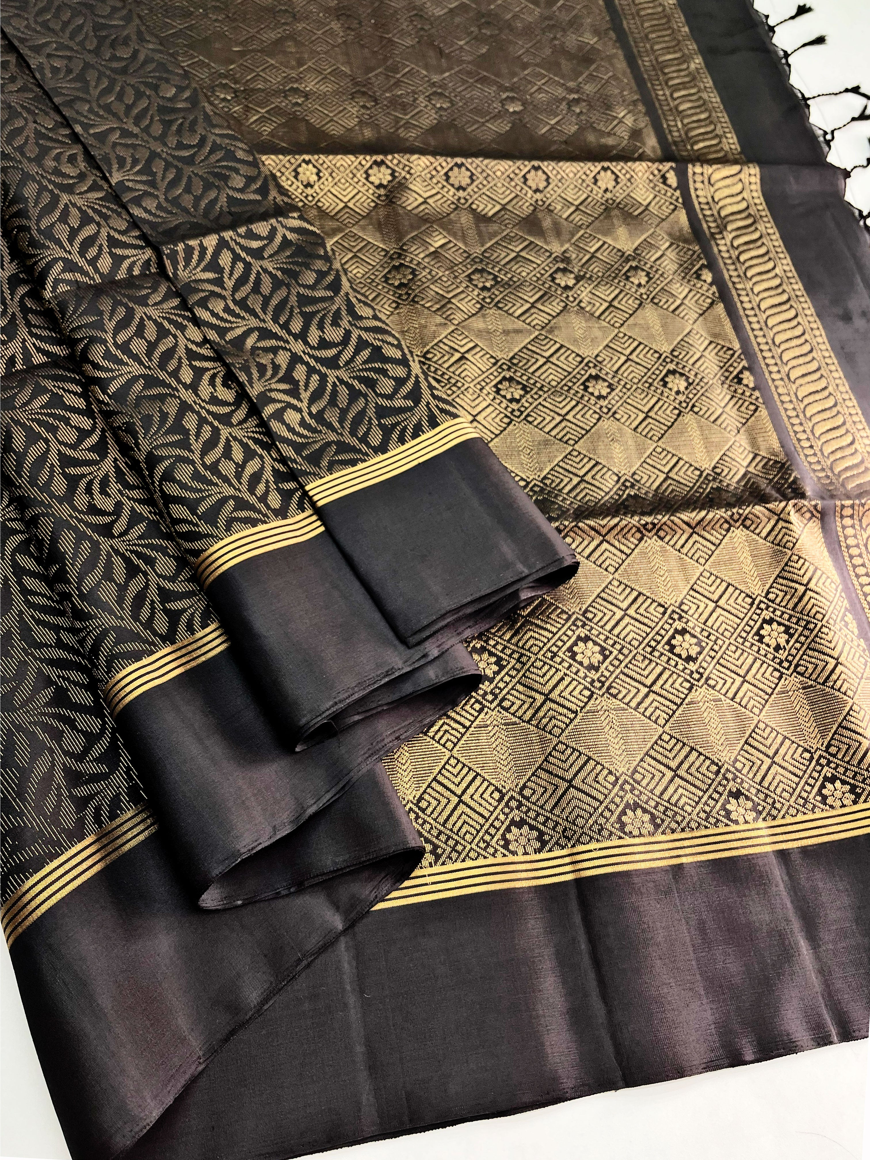 Black Monochrome - Soft Silk Saree