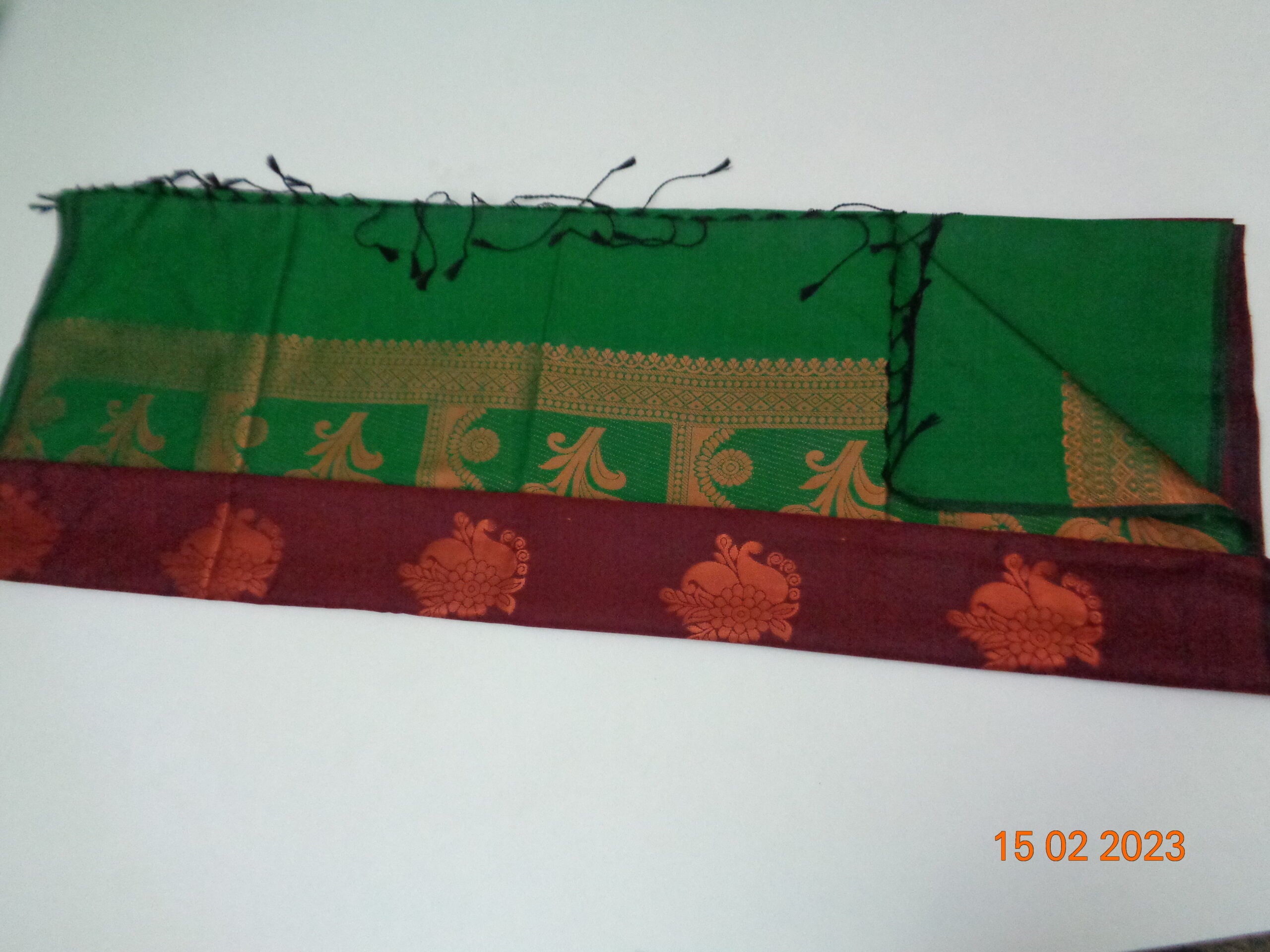 BROWN & GREEN - SEMI SILK SAREE