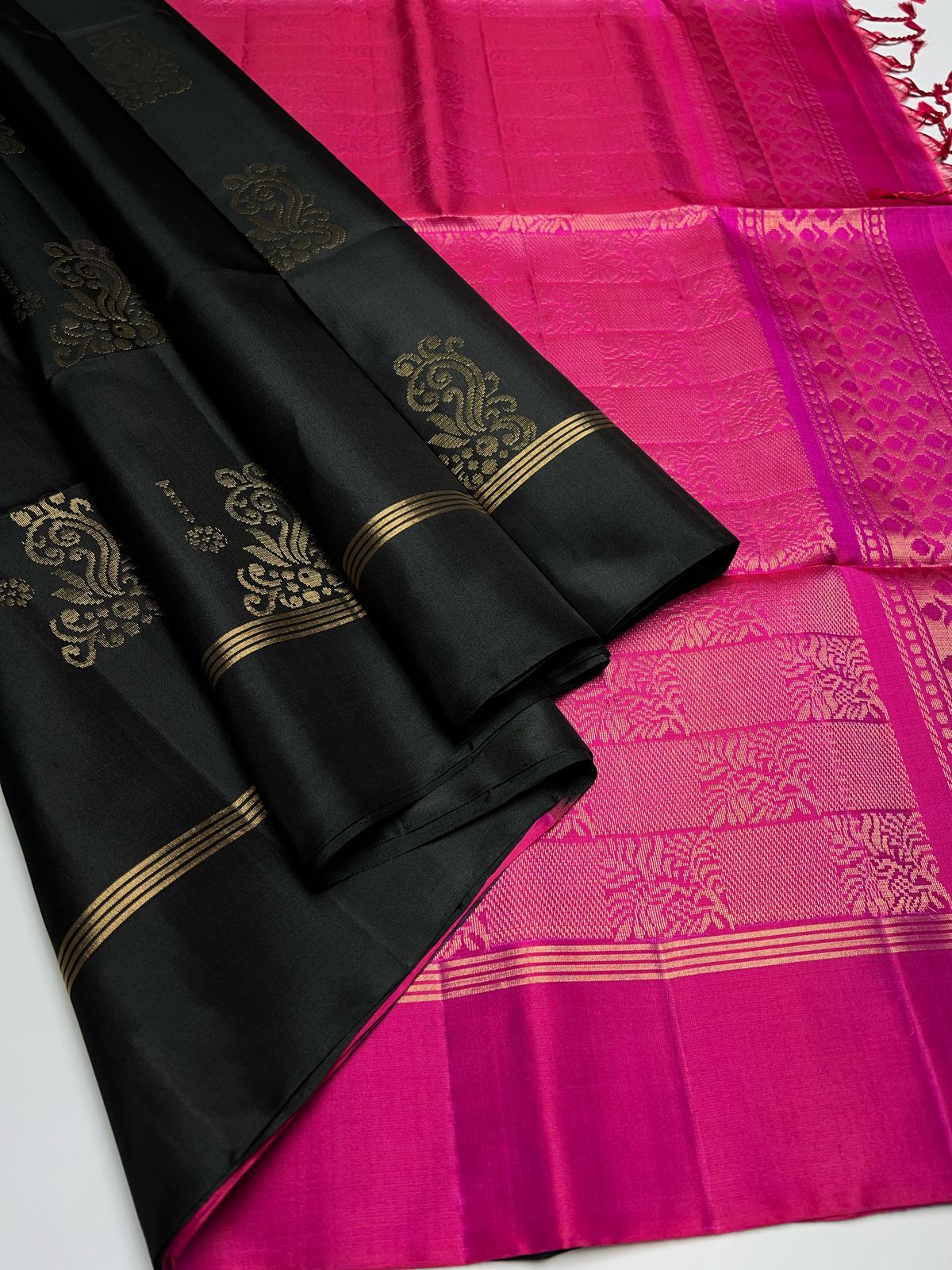 Black & Pink - Soft Silk Saree