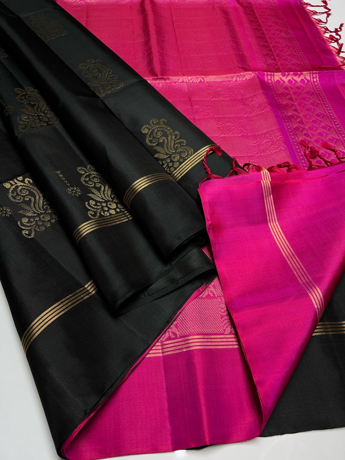 Black & Pink - Soft Silk Saree