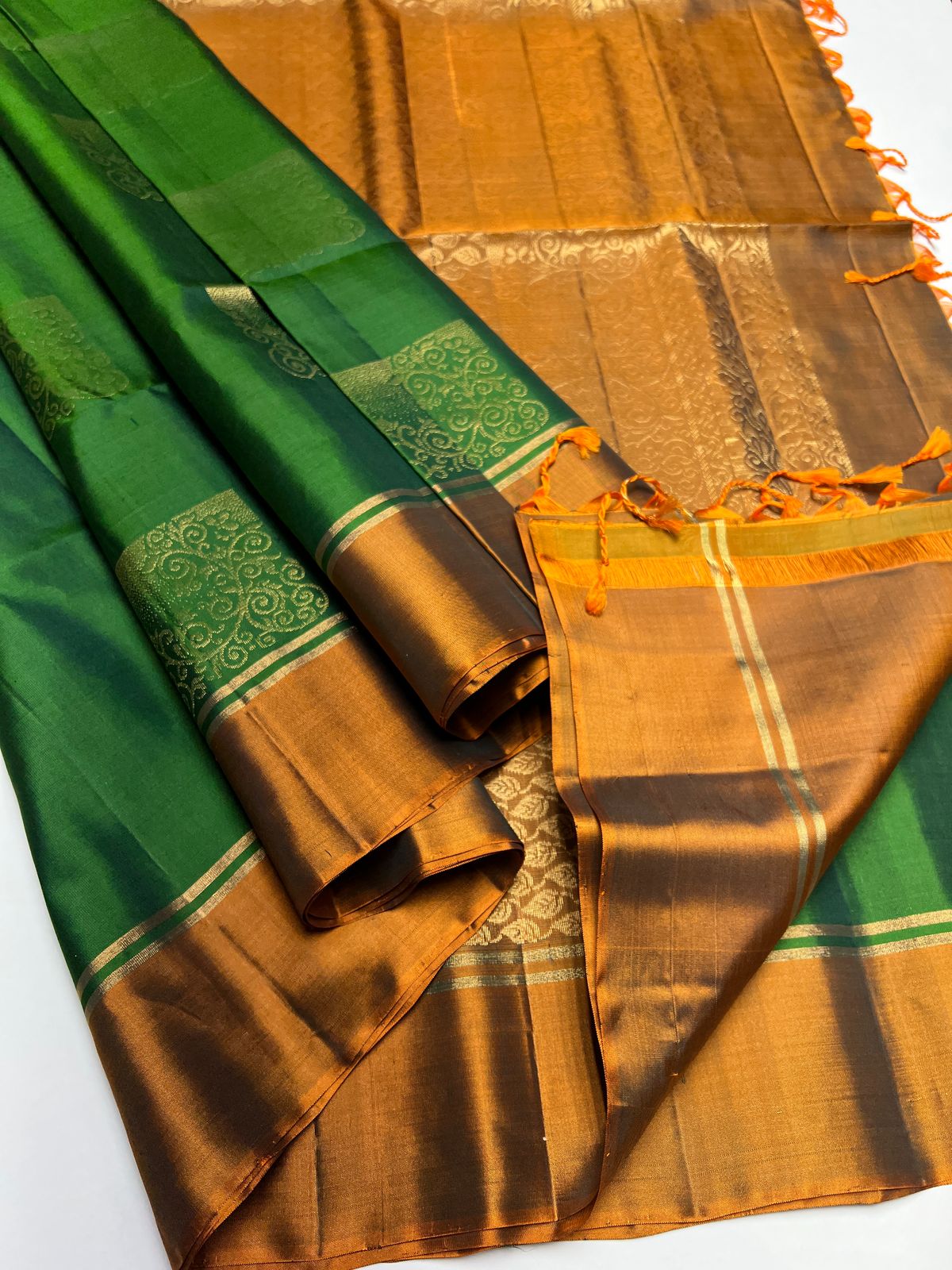 Green & Gold - Soft Silk Saree