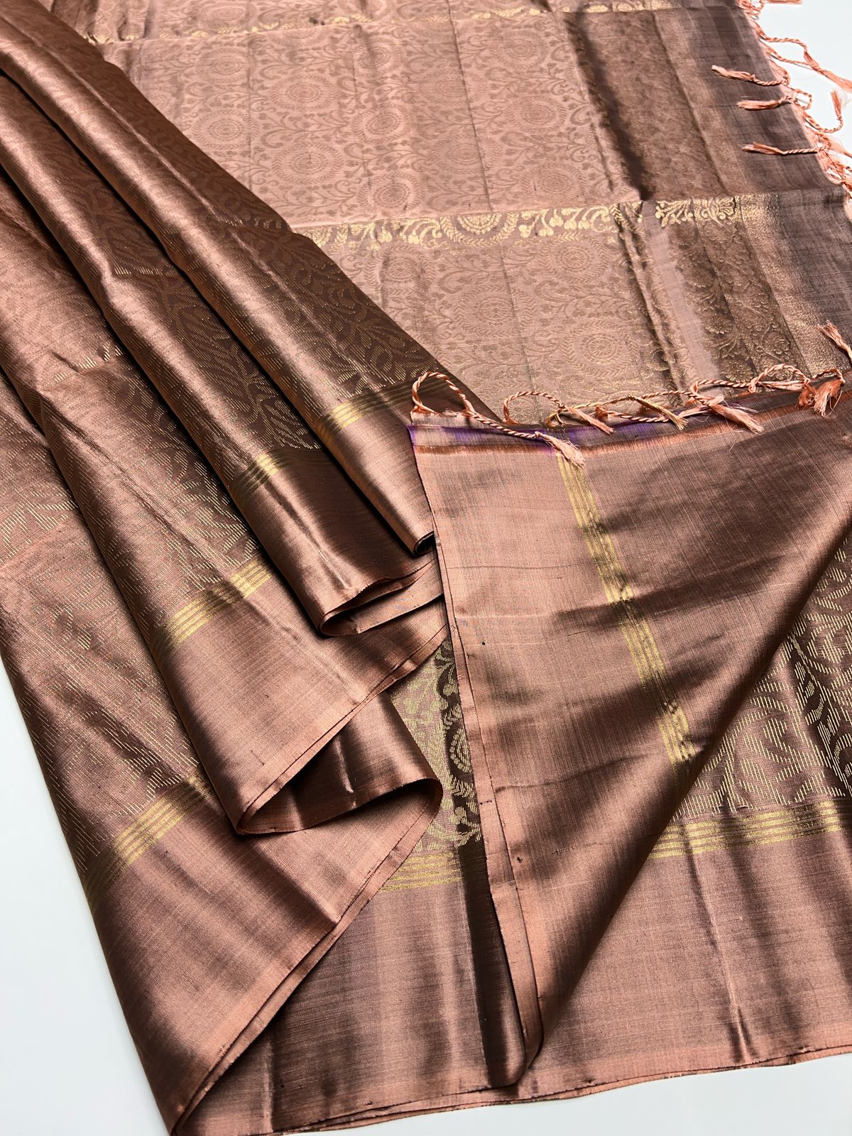 Coffee Bean Brown - Soft Silk Saree