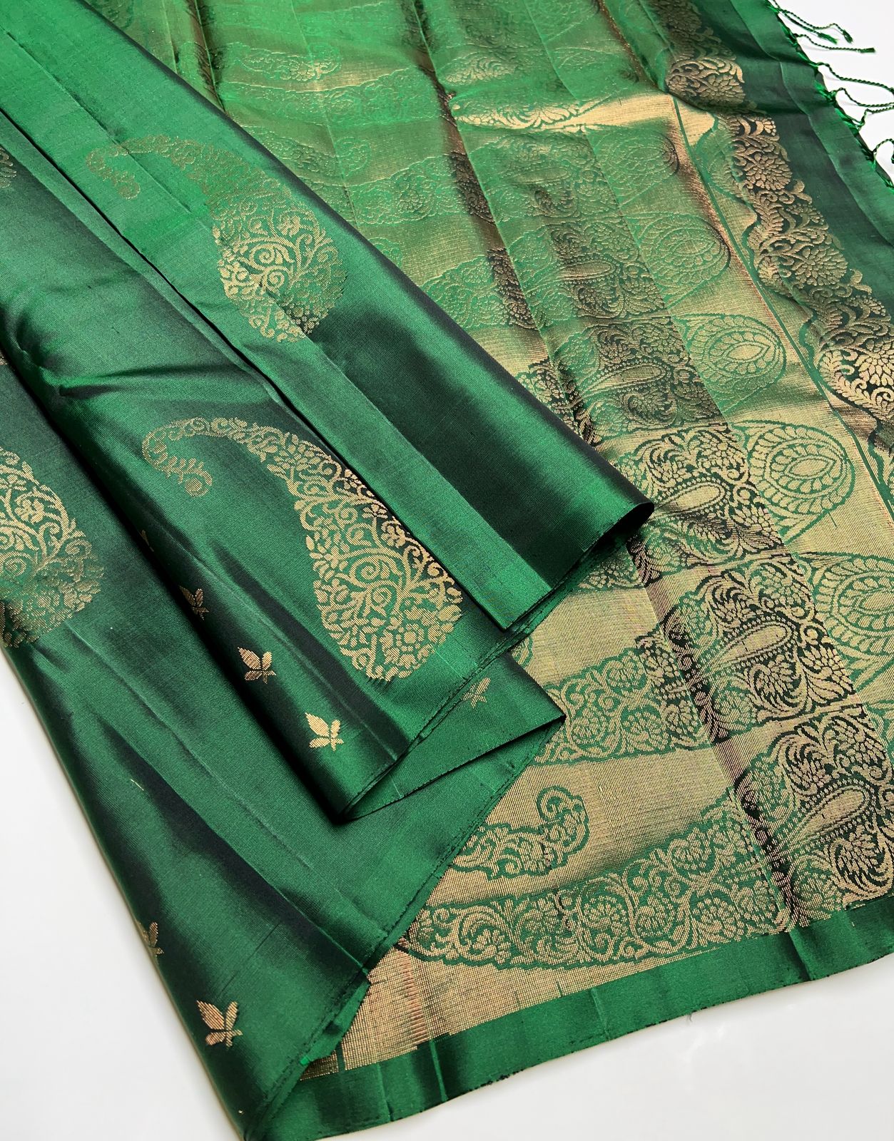 Bottle Green Color - Soft Silk Saree