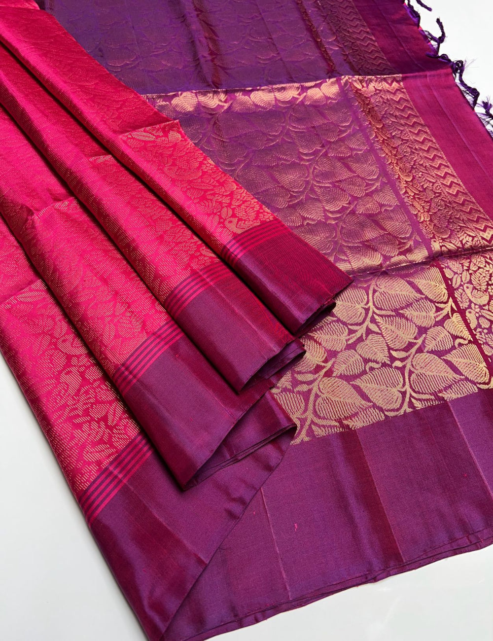 Magenta &  Purple - Soft Silk Saree