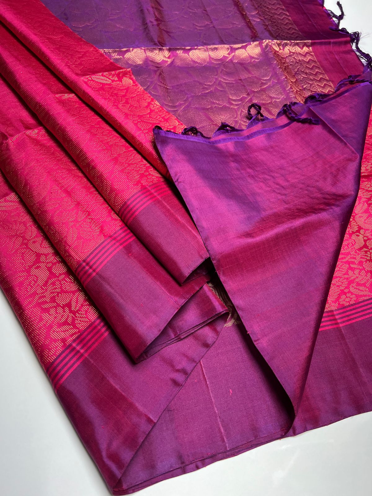 Magenta &  Purple - Soft Silk Saree