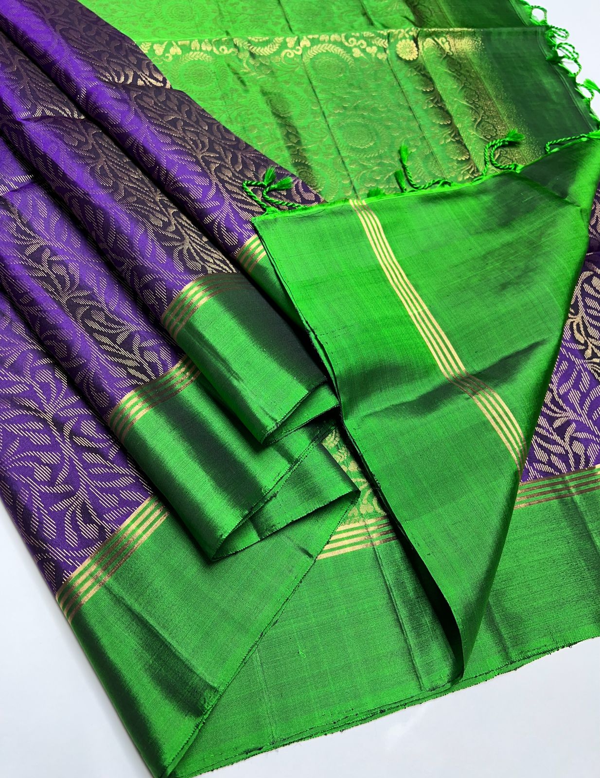 Royal Blue & Green - Soft Silk Saree