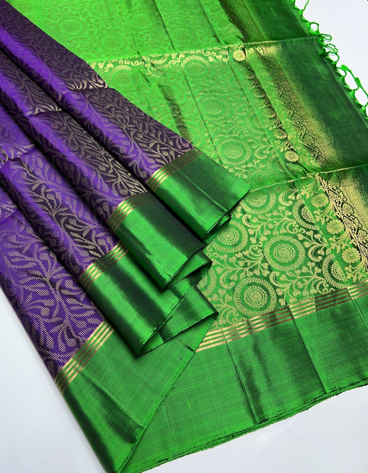 Royal Blue & Green - Soft Silk Saree