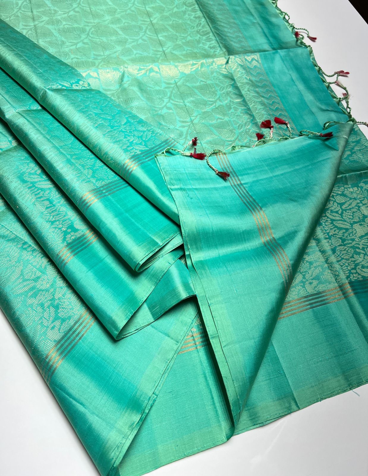 Turquoise blue  - Soft Silk Saree