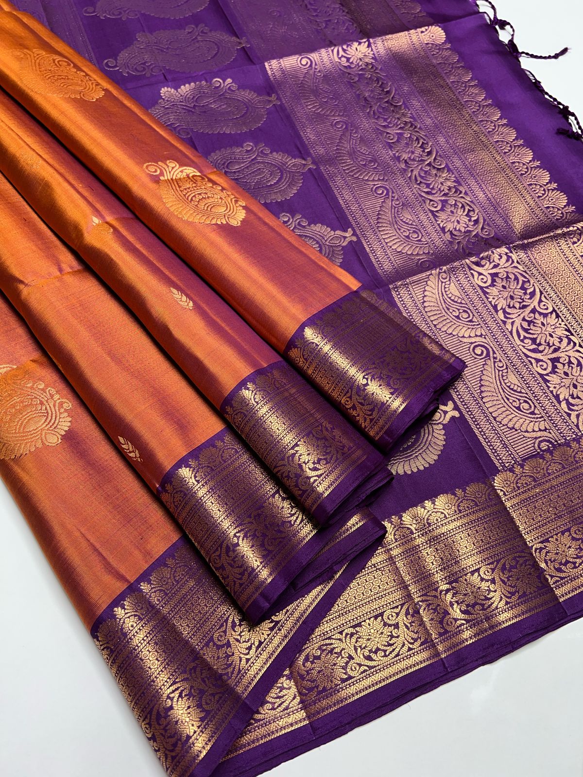 Copper & Purple - Soft Silk Saree