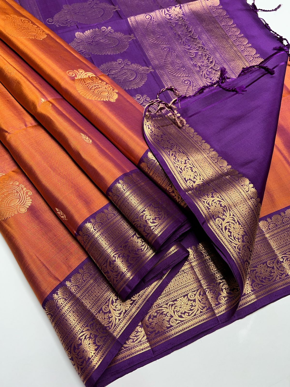 Copper & Purple - Soft Silk Saree
