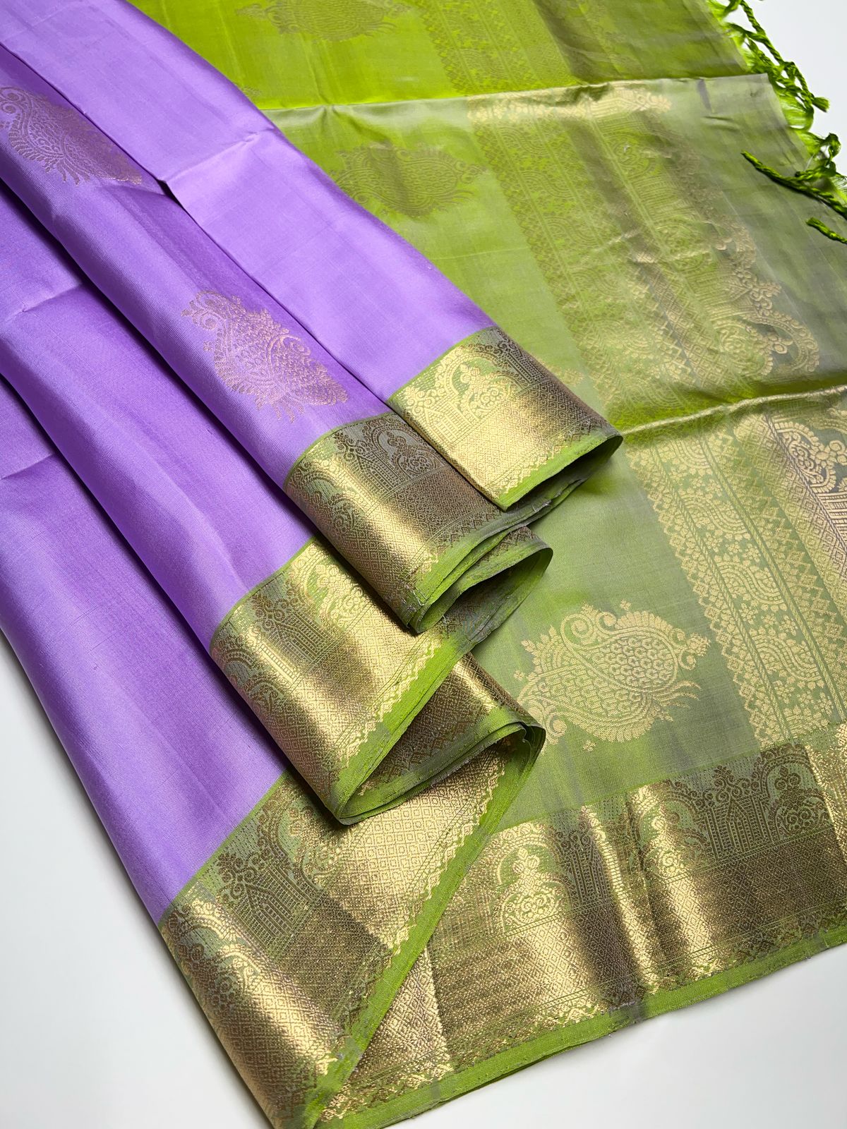 Purple & Green - Soft Silk Saree