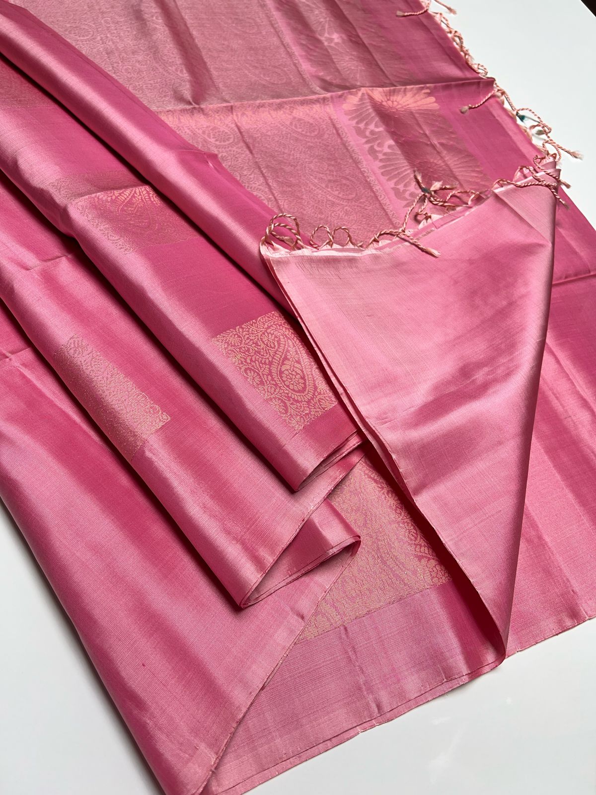 Baby Pink - Soft Silk Saree