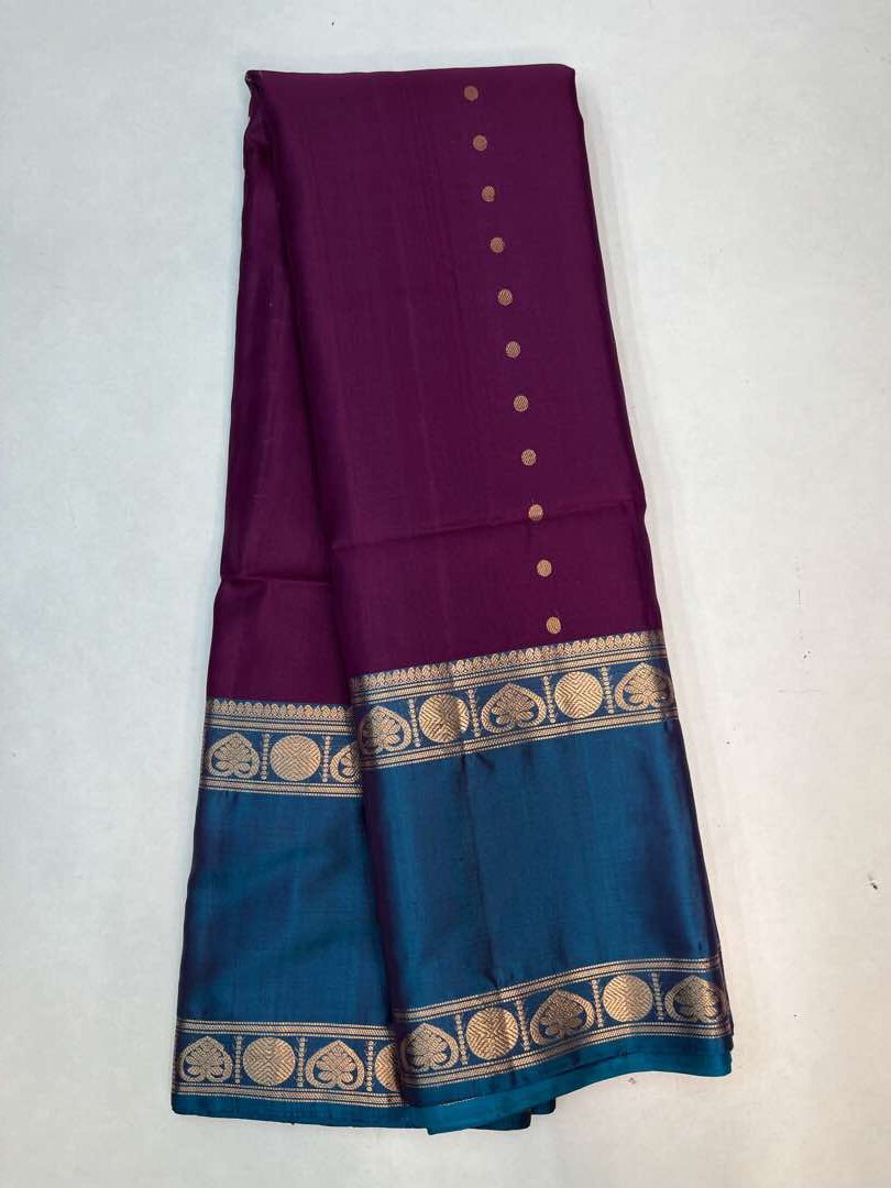Purple & Peacock Blue - Soft Silk Saree