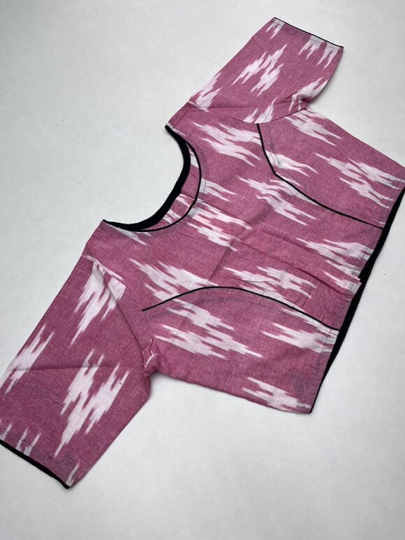 Readymade Cotton Ikkat Blouse in Pink Color