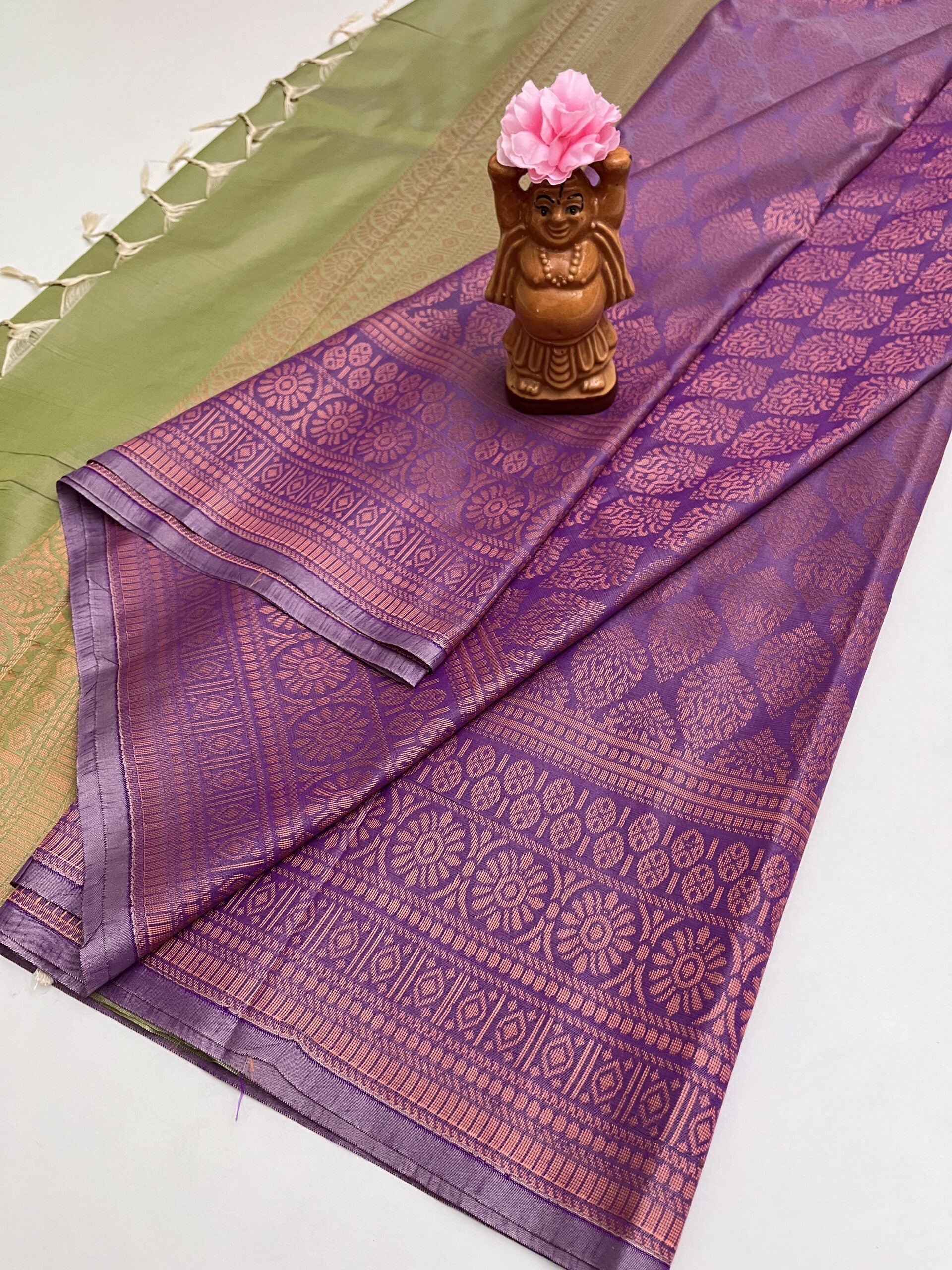 LAVANDER & MINT GREEN-SEMI SILK SAREE