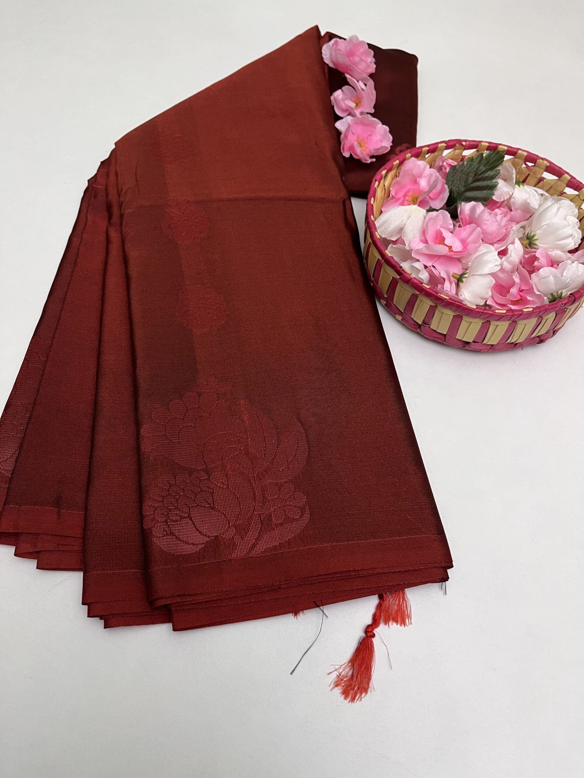BRICK COLOR - SEMI SILK SAREE