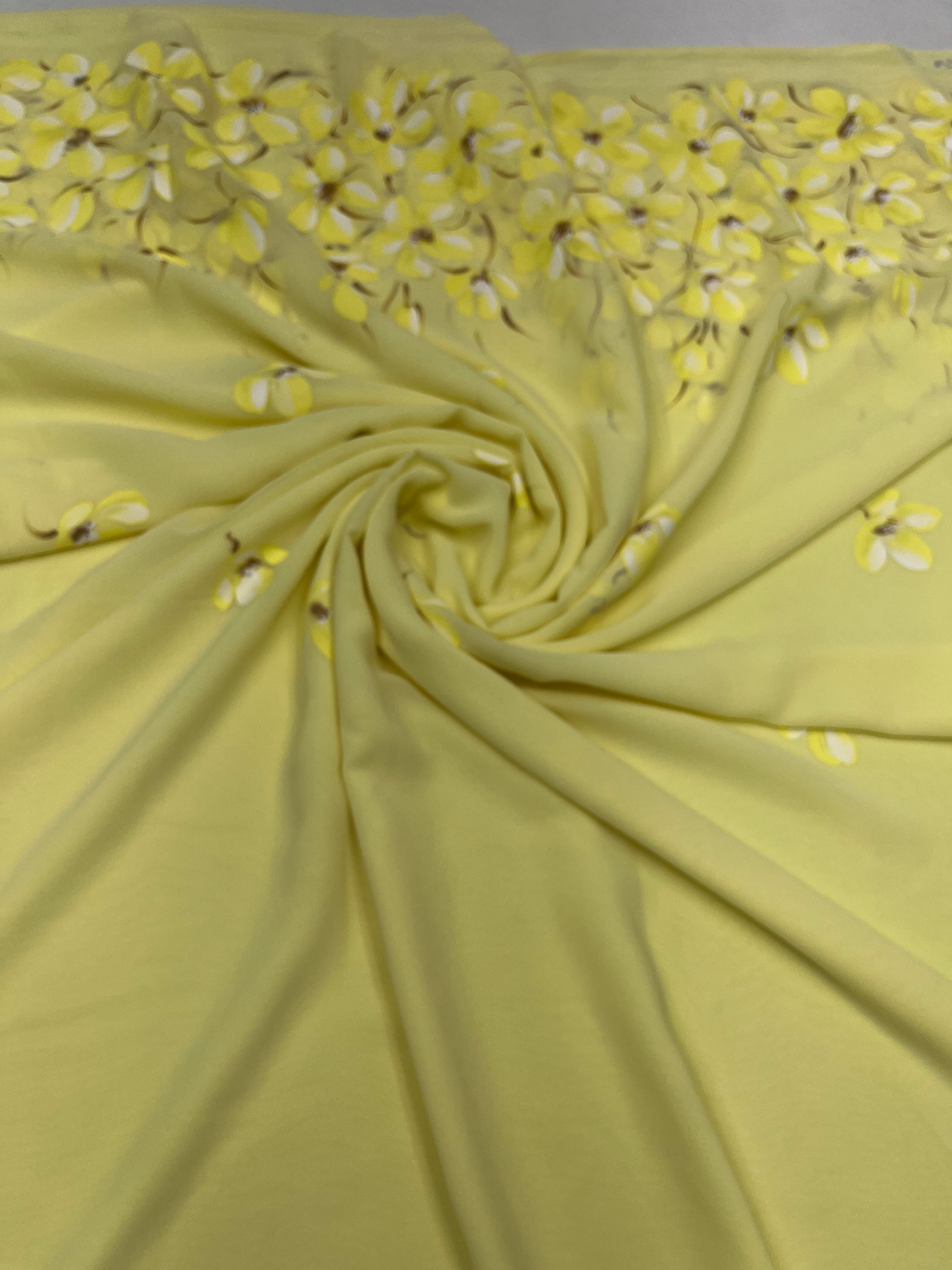 Yellow - Hand Painted Saree