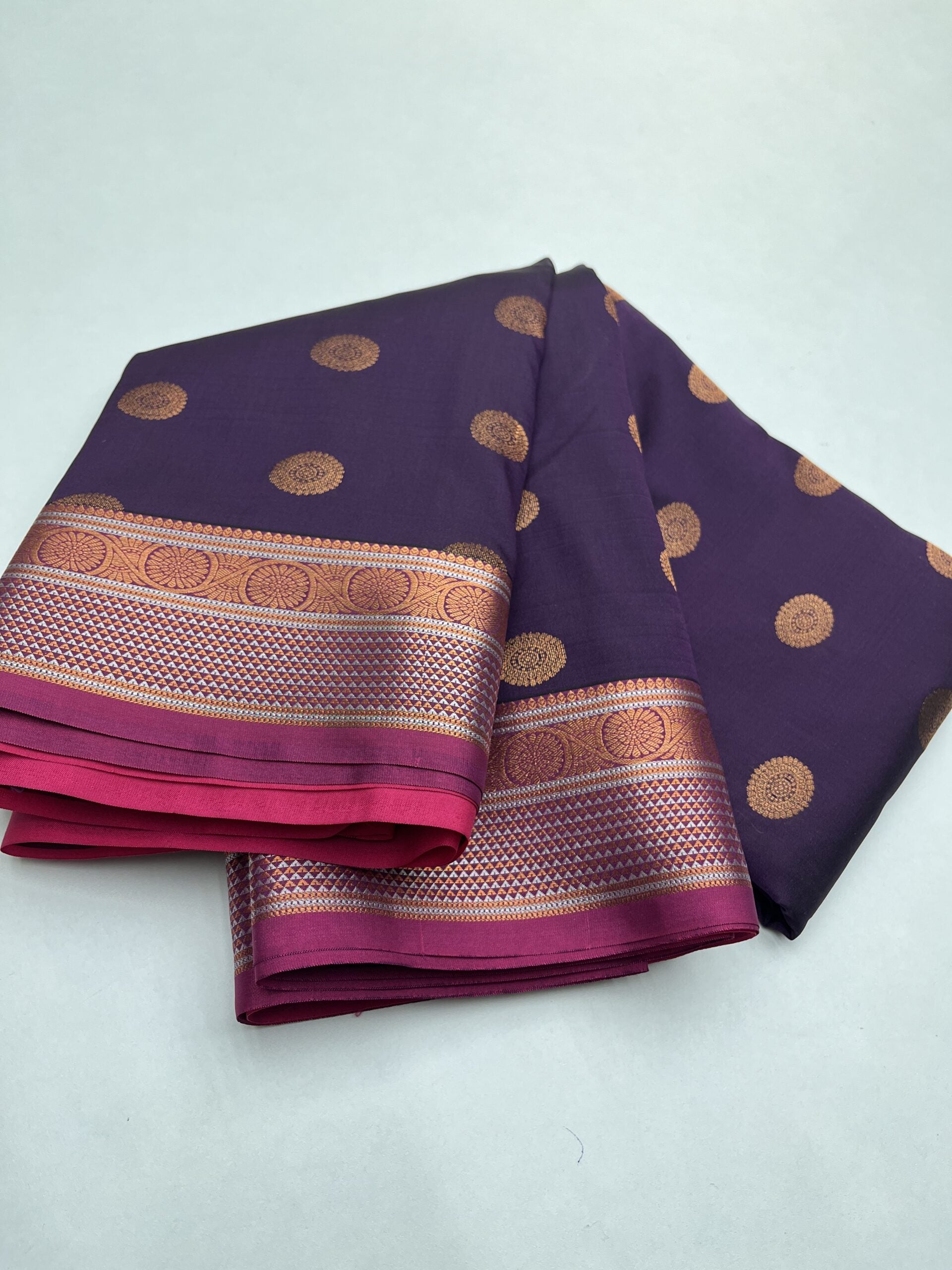 PURPLE & PINK- SEMI SILK SAREE
