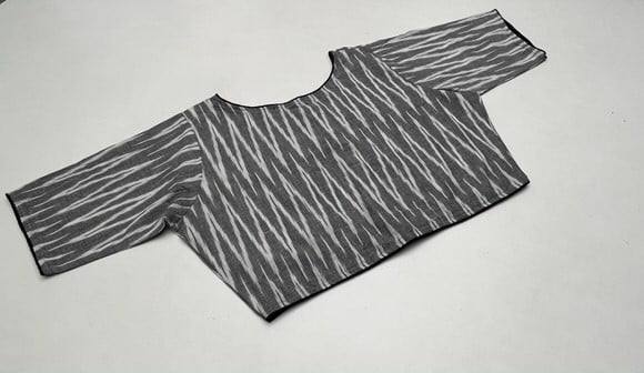 Readymade Cotton Ikkat Blouse in Grey Color